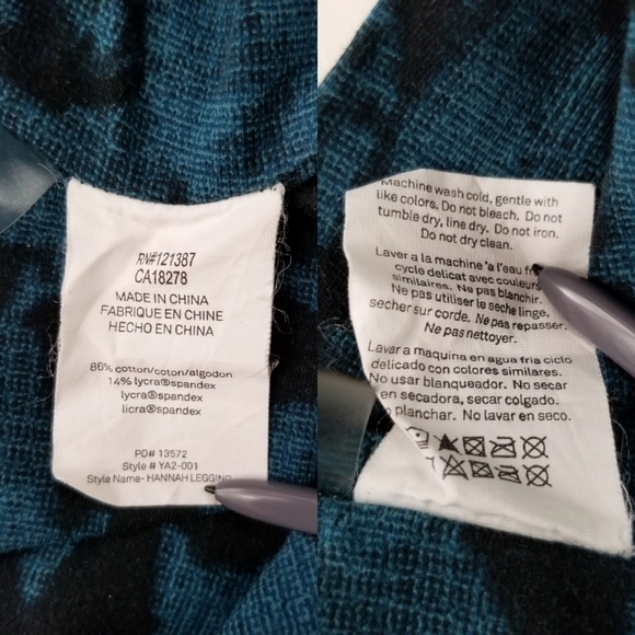 Yummie Heather Thomson Hannah blue black print full length leggings size M - Picture 9 of 9